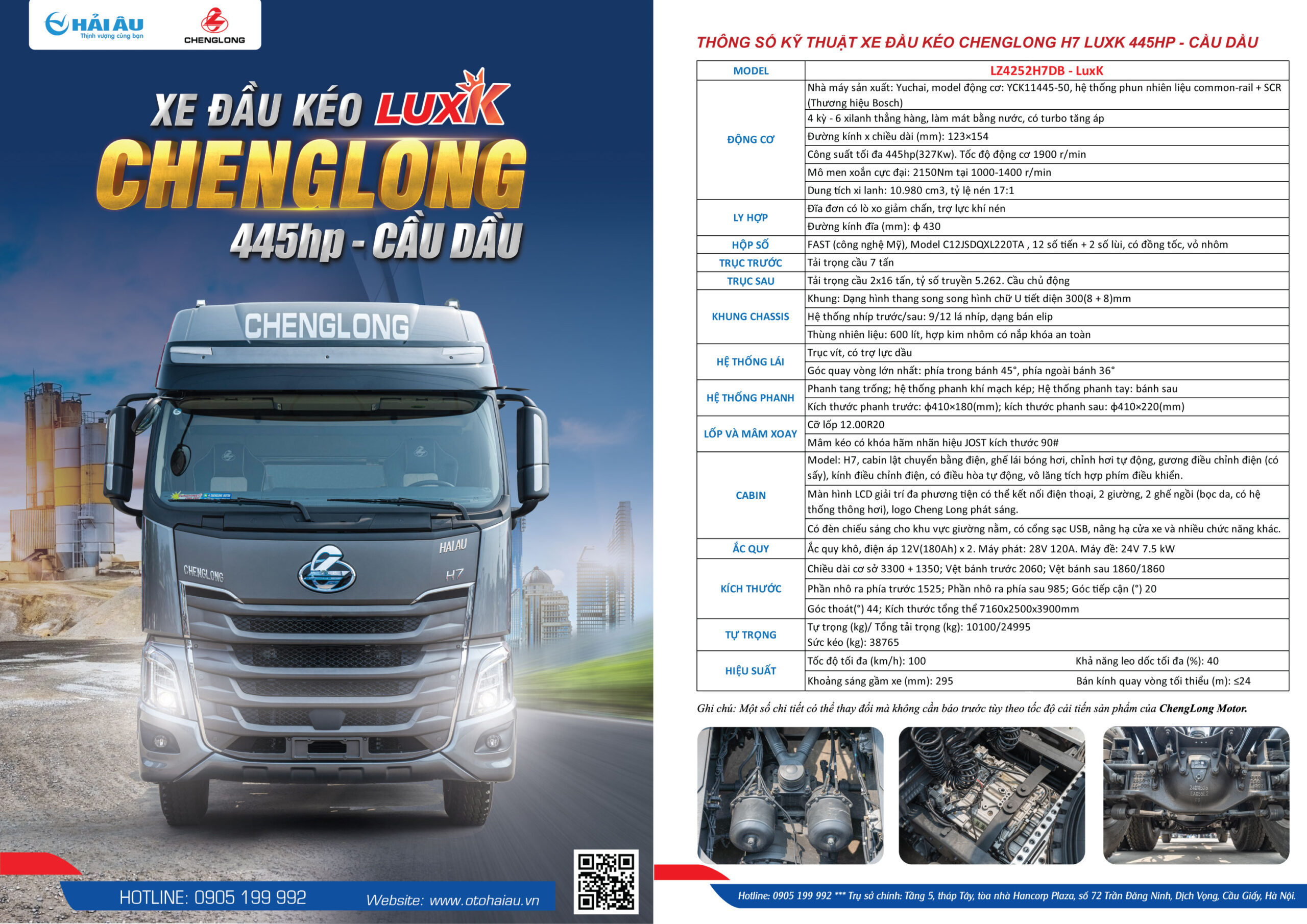 thông số xe đầu kéo chenglong 445